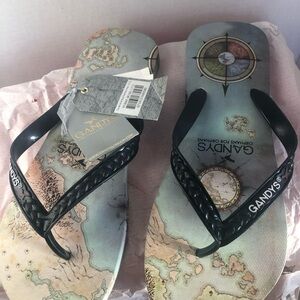 Gandys flip flop in blue map print